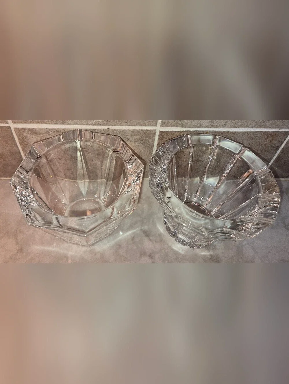 2 Swedish Orrefors Crystal Bowls, Candle Holders